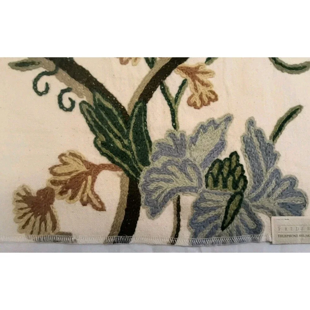 Frederik & Joyce Robespierre embroidered floral fabric sample wool on cotton Vtg